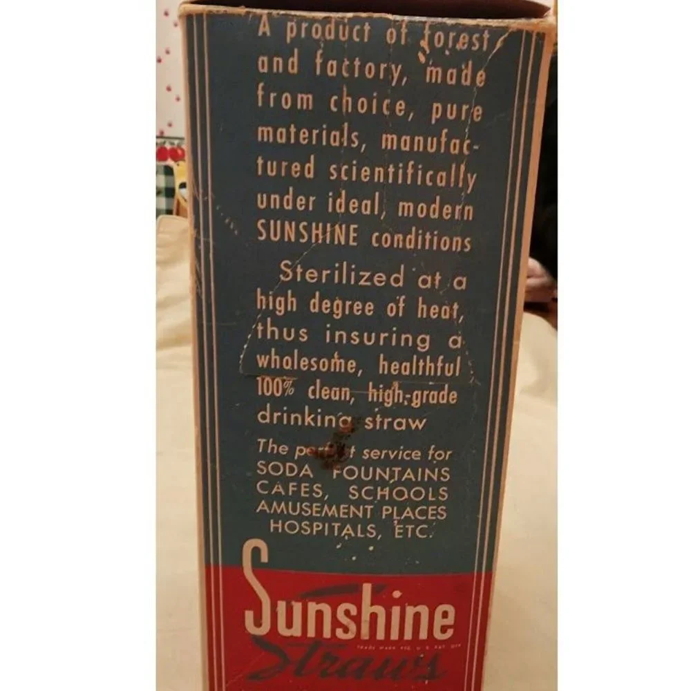 Vintage SUNSHINE STRAWS Paper Straws SODA FOUNTAIN Ad Retro MCM 1947